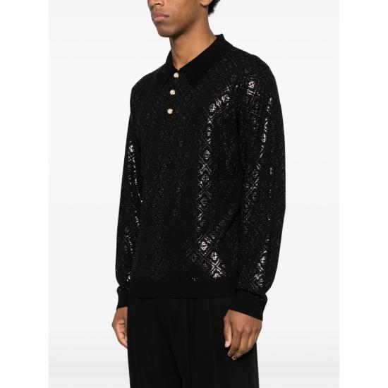 26SS 카사블랑카 폴로 티셔츠 SP26 KW 1213 01 HOTMO BLACK SILVER - CASABLANCA