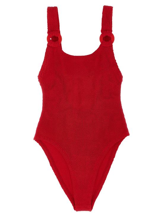 26SS 훈자 지 원피스 수영복 DOMINOSWIMCOVEREDHOOPSRED Red