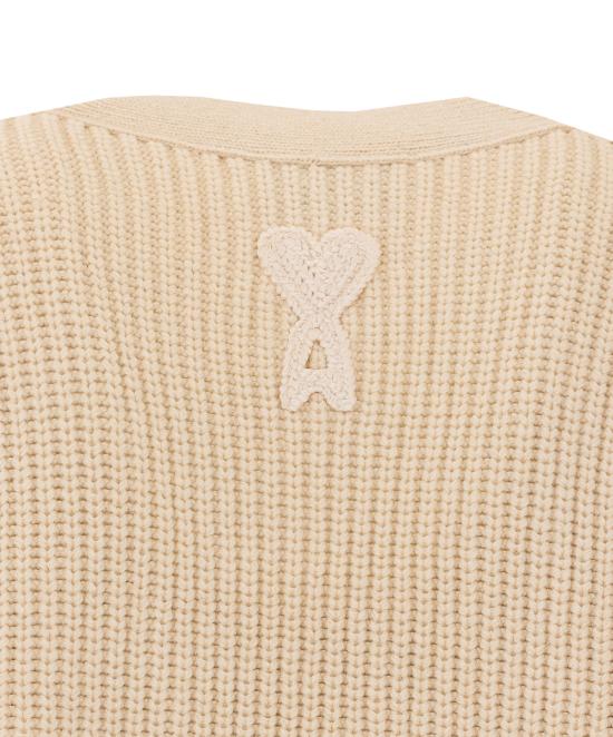 26SS 아미 알렉산드르 마티우시 가디건 UKC383 KN0161136 White - AMI ALEXANDRE MATIUSSI