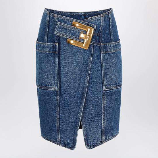 26SS 발망 데님 스커트 GF1LBB28DG08 Blue