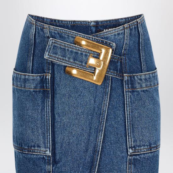 26SS 발망 데님 스커트 GF1LBB28DG08 Blue - BALMAIN