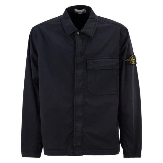 26SS 스톤 아일랜드 스트레치 오가닉 코튼 트윌 레귤러핏 컨실드 집 오버셔츠 L1S151200013 NAVY