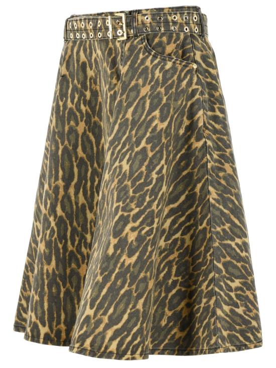 26SS 가니 레오파드 데님 랩 스커트 A1090089894 Brown - GANNI