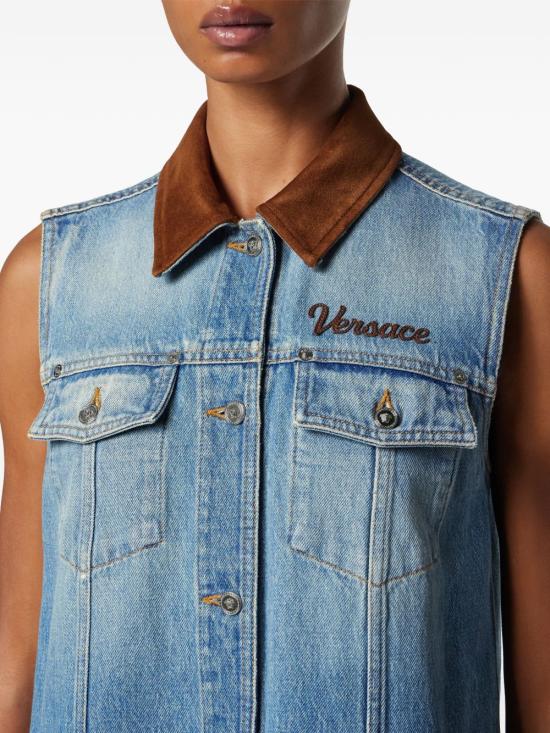 26SS 베르사체 숏 원피스 1022695 1A167511D800 Blue - VERSACE