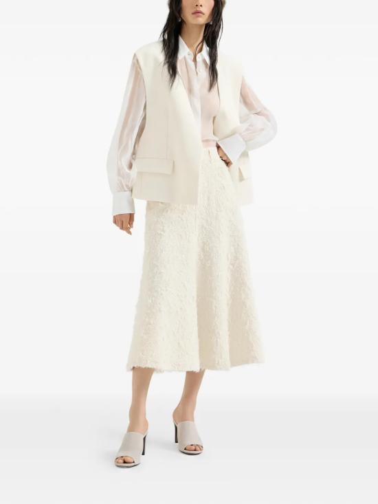 26SS 브루넬로 쿠치넬리 코튼 더블 크레이프 트윌 베스트 MH5327739C008 White - BRUNELLO CUCINELLI