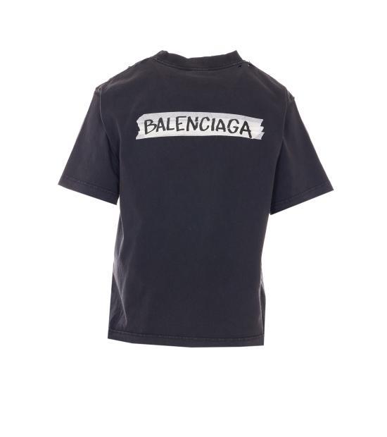 26SS 발렌시아가 마스킹 테이프 티셔츠 850990 TTVL61041 Black - BALENCIAGA