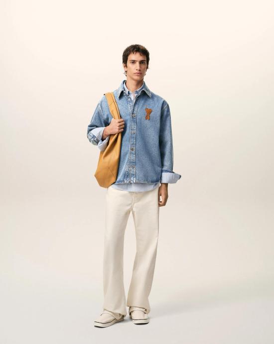 26SS 아미 ADC 코튼 니트 오버셔츠 UJK897DE0046 480 - AMI