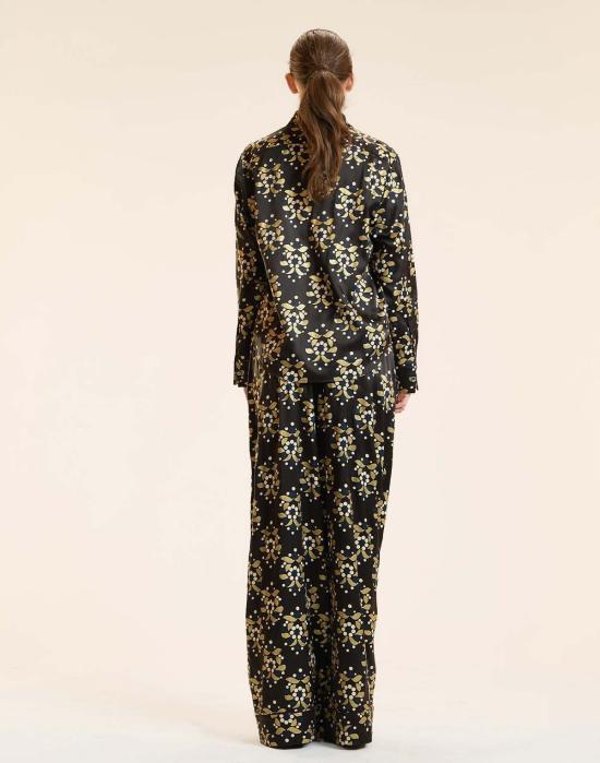  신시아 로리 스트레이트 팬츠 신시아 로울리 골드 필라그리 실크 팬츠 블랙/골드 - CYNTHIA ROWLEY