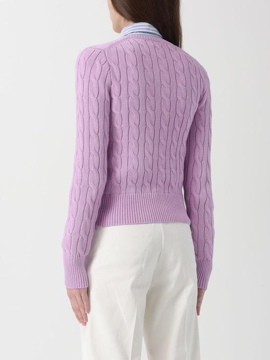 26SS 폴로 랄프로렌 폴로 자수 케이블 니트 가디건 211971868 506 Lilac - POLO RALPH LAUREN