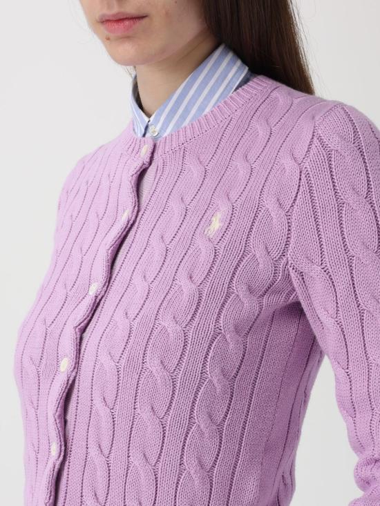 26SS 폴로 랄프로렌 폴로 자수 케이블 니트 가디건 211971868 506 Lilac - POLO RALPH LAUREN