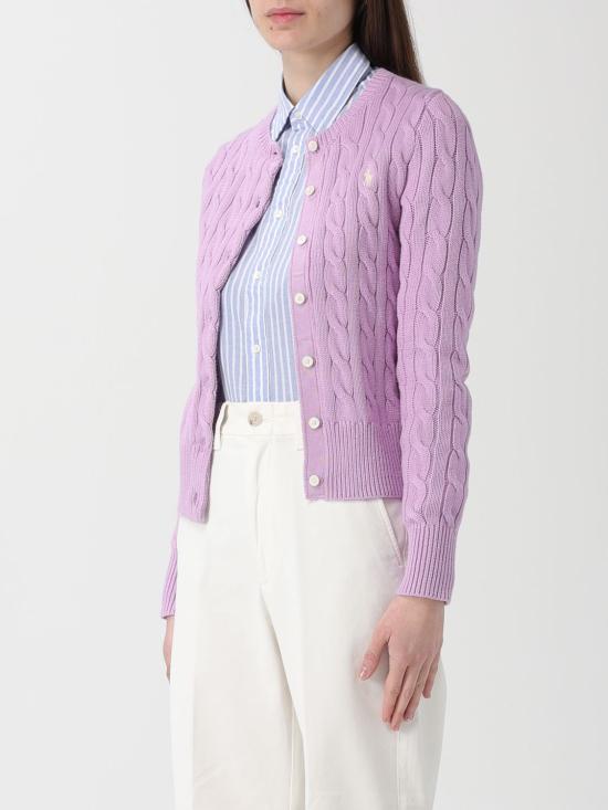 26SS 폴로 랄프로렌 폴로 자수 케이블 니트 가디건 211971868 506 Lilac - POLO RALPH LAUREN