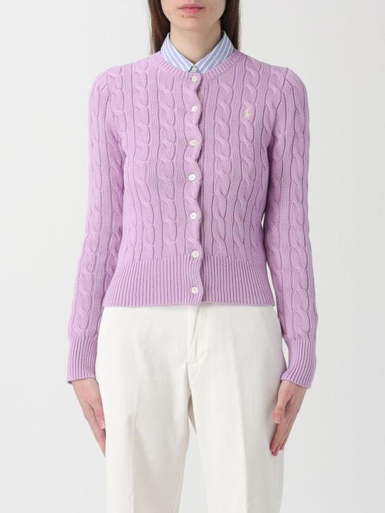 26SS 폴로 랄프로렌 폴로 자수 케이블 니트 가디건 211971868 506 Lilac