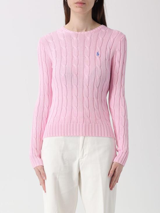 26SS 폴로 랄프로렌 폴로 자수 케이블 니트 스웨터 211971869 010 Pink