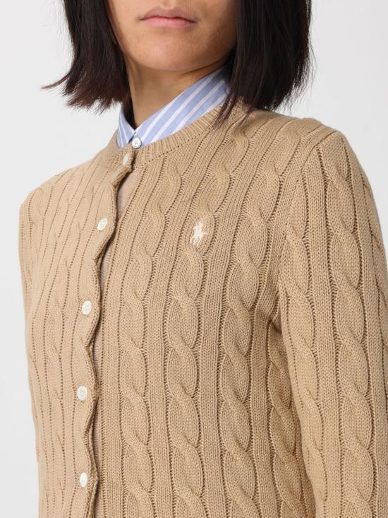 26SS 폴로 랄프로렌 폴로 자수 케이블 니트 가디건 211971868 502 Kaki - POLO RALPH LAUREN
