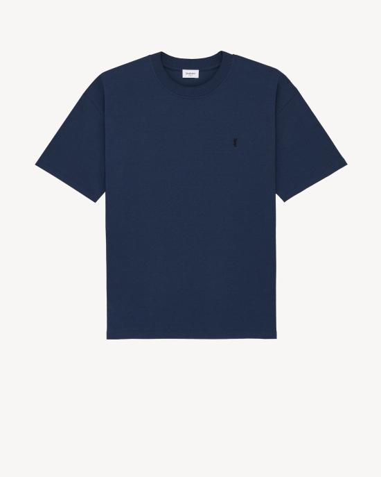 26SS 생로랑 반팔 티셔츠 832941Y37HC4110 Blue