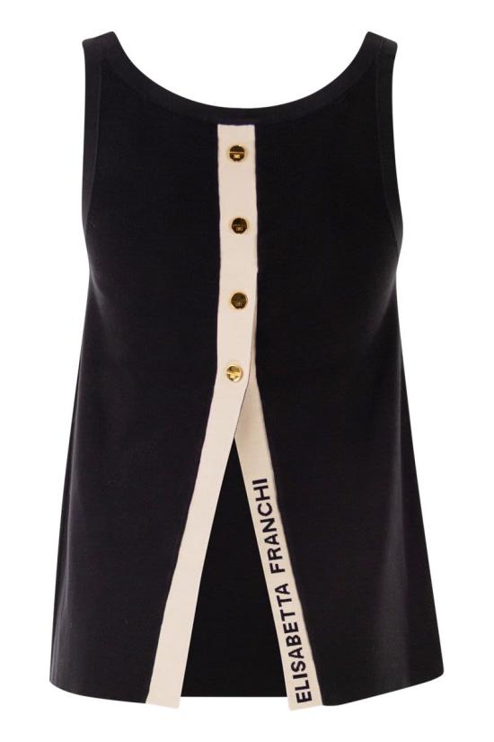 26SS 엘리자베타프랜치 반팔 티셔츠 TK72S61E2 685 BLACK BUTTER - ELISABETTA FRANCHI