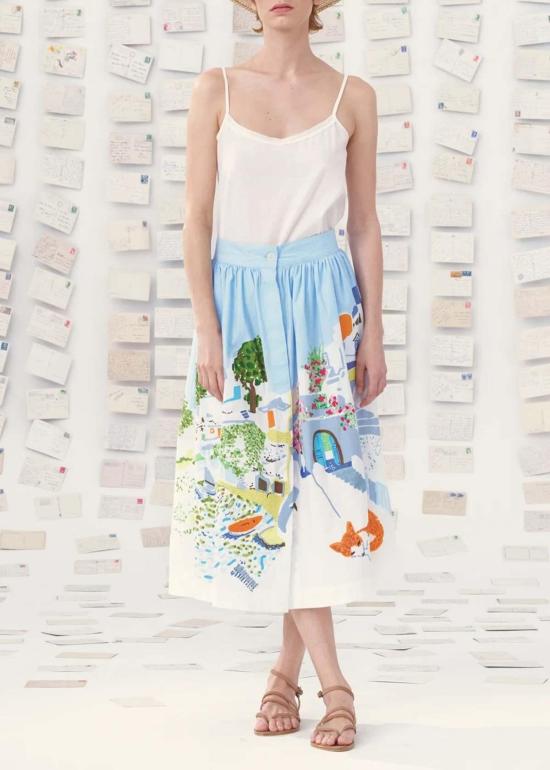  Mii Collection 롱 스커트 모나 스크린 프린트