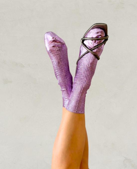  마리아 라 로사 양말 Maria La Rosa 라일락 실크  라일락 호일 - MARIA LA ROSA