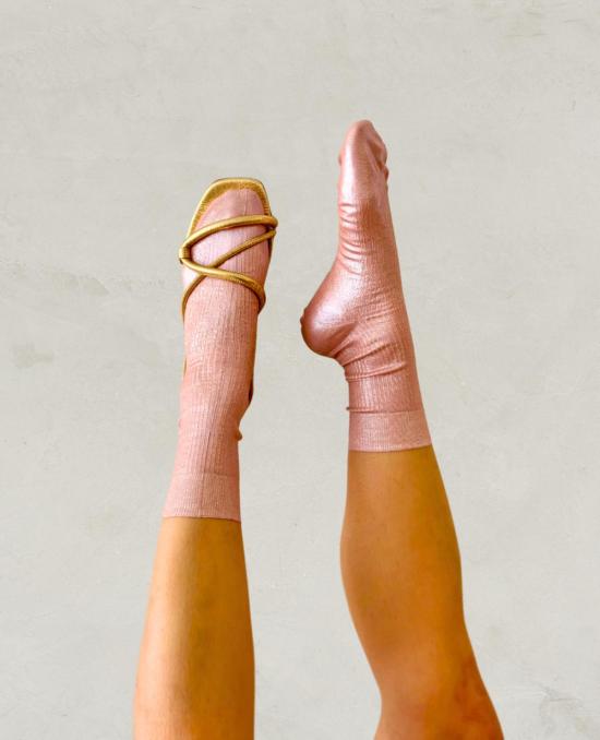  마리아 라 로사 양말 포일 라미네이팅 실크  연분홍 포일 - MARIA LA ROSA