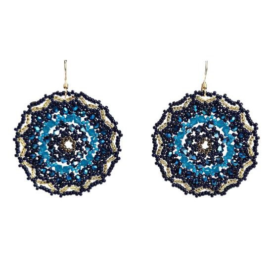  매디슨 베벌리힐스 이어링 매디슨 베벌리 힐스 드리머 블루 앤 네이비 핸드 비즈 만달라 드롭  멀티