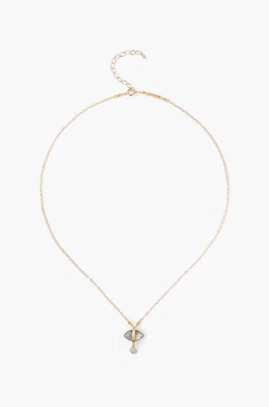  찬 루 목걸이/팬던트 라브라도라이트 악마의 눈과 슬라이스 다이아몬드 참 목걸이 - CHAN LUU