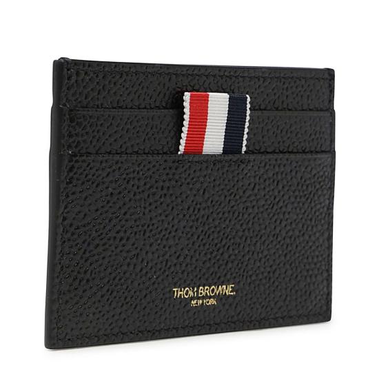 26SS 톰브라운 페블 그레인 레더 스트라이프 노트 카드 홀더 FAW035A00198001 Black - THOM BROWNE