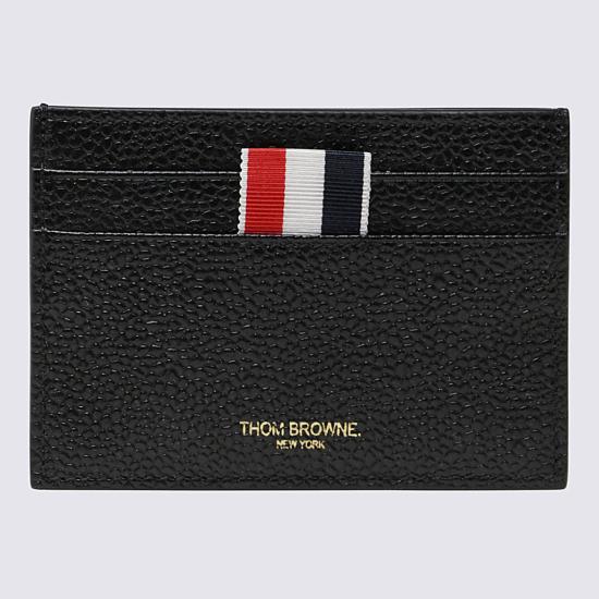 26SS 톰브라운 페블 그레인 레더 스트라이프 노트 카드 홀더 FAW035A00198001 Black - THOM BROWNE