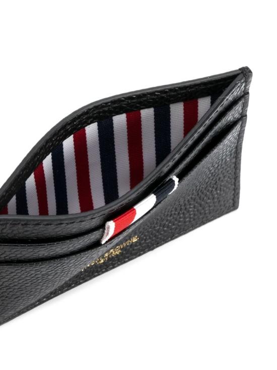 26SS 톰브라운 페블 그레인 레더 스트라이프 노트 카드 홀더 FAW035A00198001 Black - THOM BROWNE