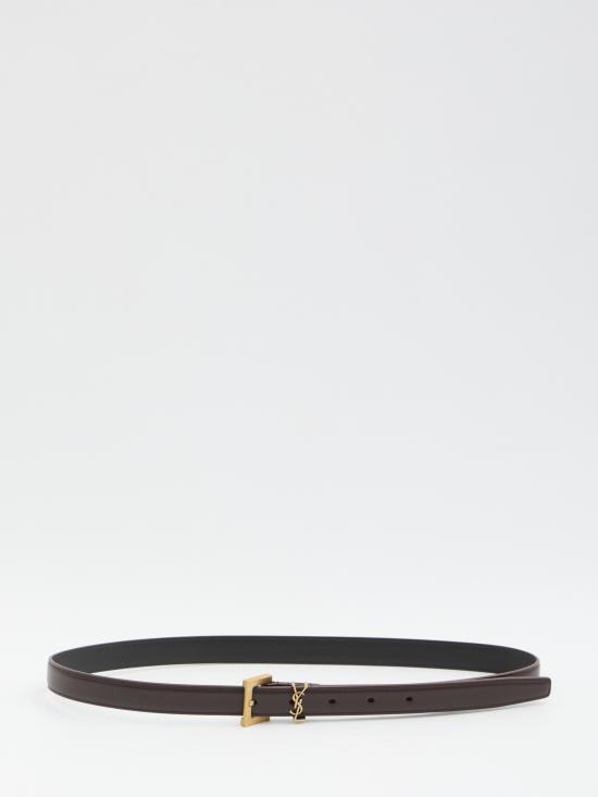 26SS 생로랑 카산드라 씬 스퀘어 버클 벨트 554465 BORDEAUX