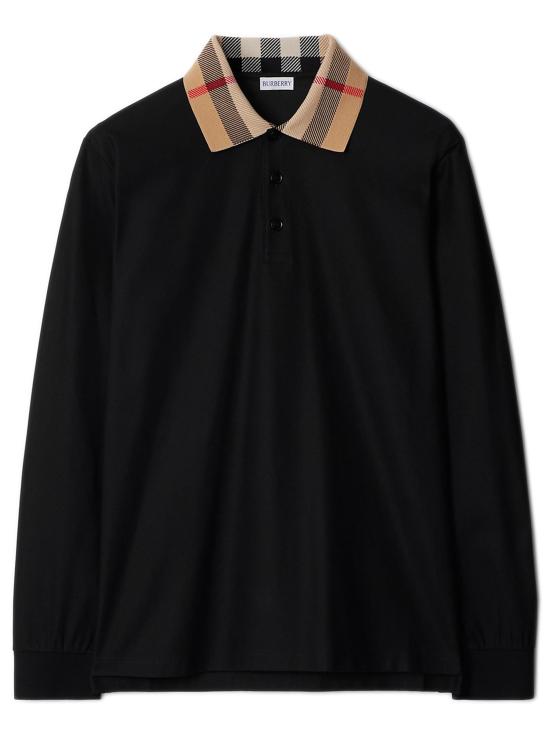 26SS 버버리 체크 디테일 폴로 티셔츠 8098812 A1189 Black