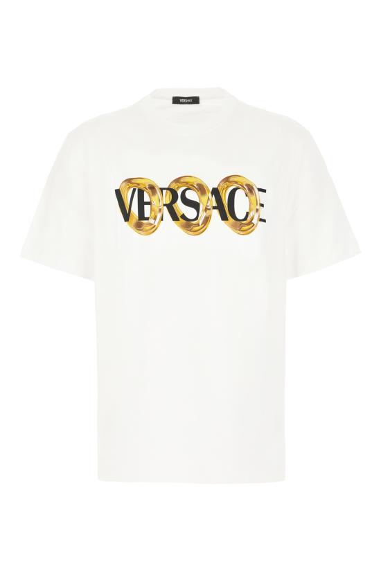 25SS 베르사체 반팔 티셔츠 10133021A13401 2W580 White Print