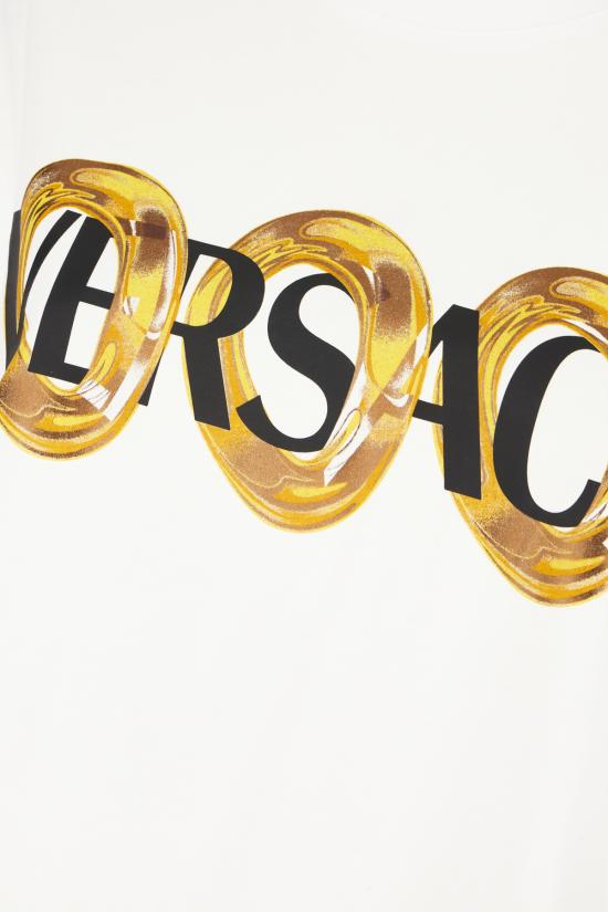 25SS 베르사체 반팔 티셔츠 10133021A13401 2W580 White Print - VERSACE