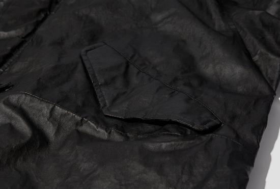 26SS 코모리 가죽 자켓 페이퍼 레더 밀리터리 후드 코트 C03-04007 블랙 - COMOLI