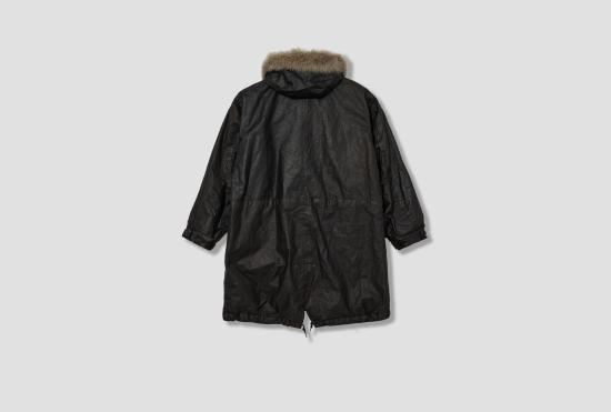 26SS 코모리 가죽 자켓 페이퍼 레더 밀리터리 후드 코트 C03-04007 블랙 - COMOLI