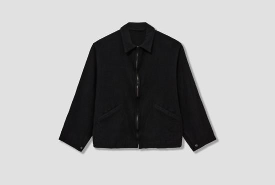26SS 코모리 자켓 수축 방지 울 지퍼 반팔 재킷 C03-01022 블랙