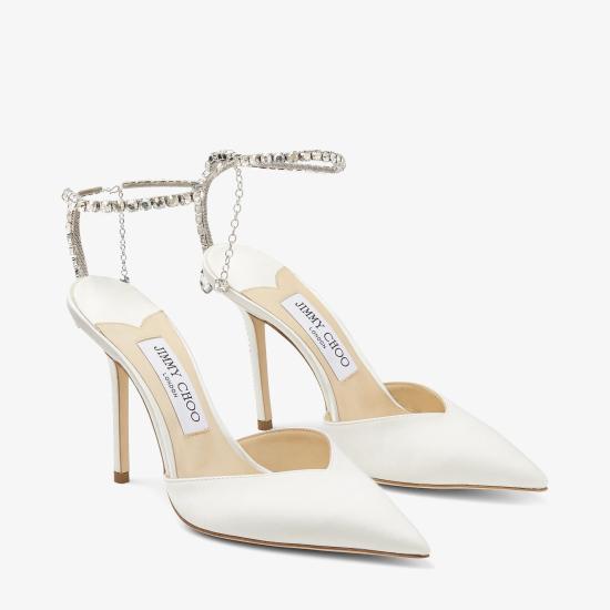 26SS 지미추 힐/펌프스 SAEDA100BBD IVORYCRYSTAL White - JIMMY CHOO