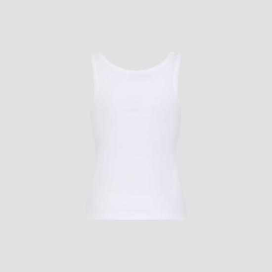 26SS 베르사체 로고 패피 리브드 스트레치 코튼 탱크탑 10232101A172221W000 WHITE - VERSACE