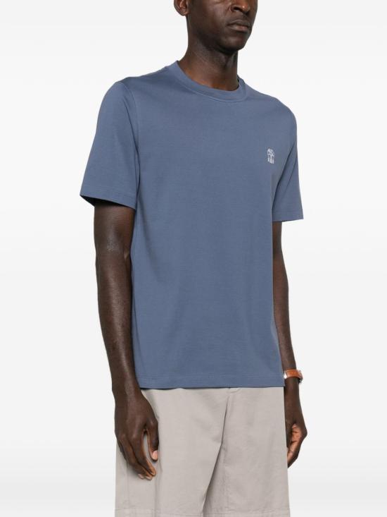 26SS 브루넬로 쿠치넬리 코튼 저지 크루넥 티셔츠 M0B138440 COM53 BLUE - BRUNELLO CUCINELLI