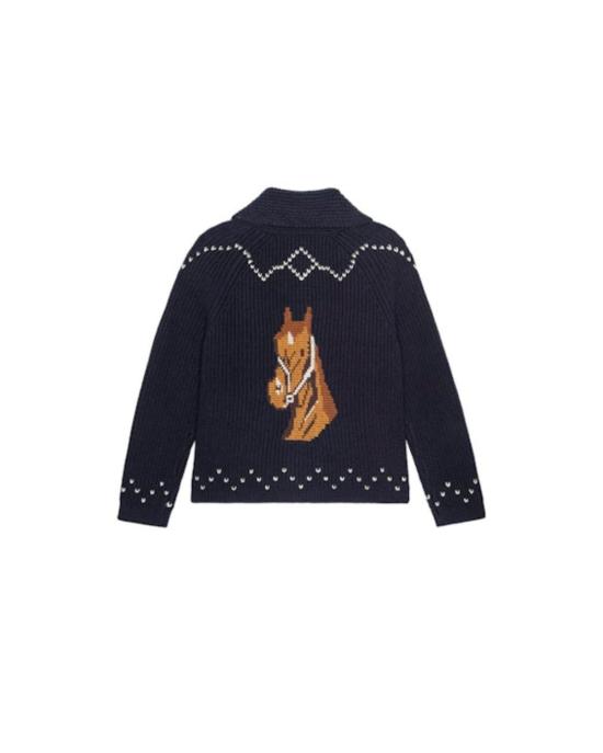  더 그레이트 가디건 그레이트. 호스 로지 카디건 네이비 - THE GREAT