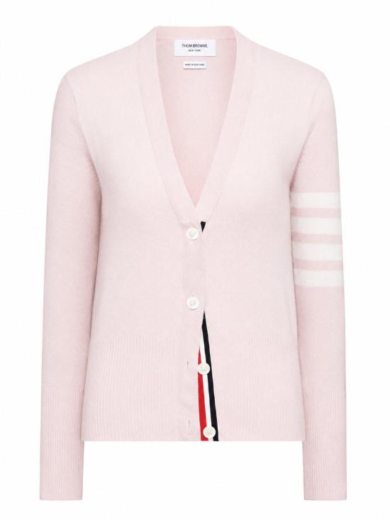 26FW 톰브라운 클래식 캐시미어 4바 브이넥 가디건 FKC001A00011 641 LIGHT PINK