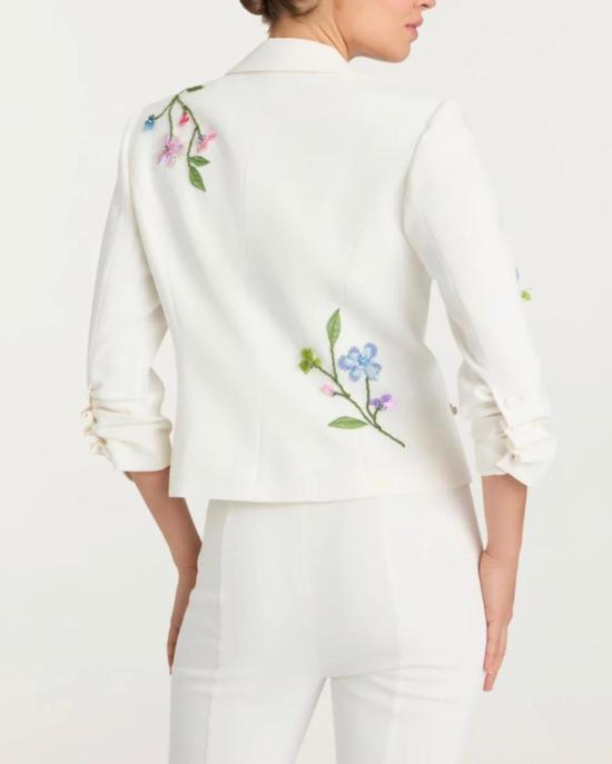  샹크 아 세트 수트 자켓 Cinq A Sept 플로럴 바인 르 쁘띠 클로에 블레이저 아이보리/멀티 - CINQ A SEPT