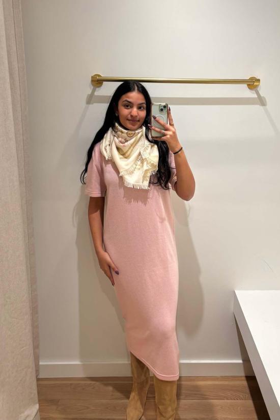  사 수 파이 롱 원피스 사수피 롱 티셔츠 드레스 빈티지 핑크 - SA SU PHI