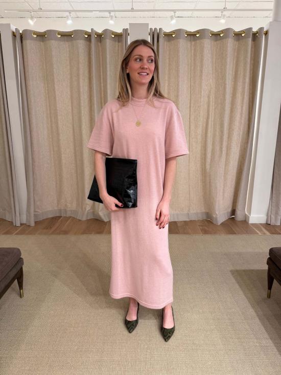  사 수 파이 롱 원피스 사수피 롱 티셔츠 드레스 빈티지 핑크 - SA SU PHI