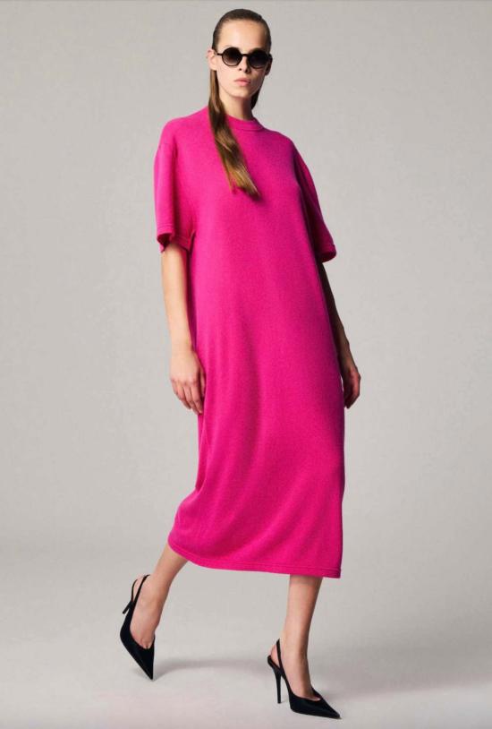  사 수 파이 롱 원피스 사수피 롱 티셔츠 드레스 빈티지 핑크 - SA SU PHI