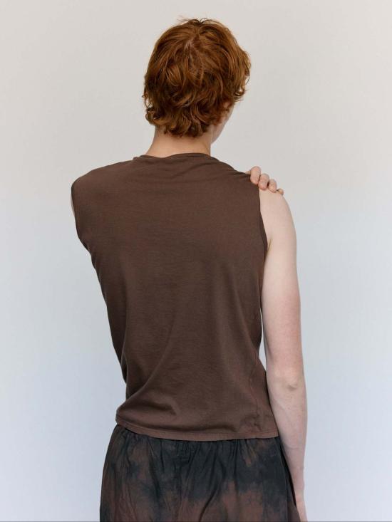  가브리엘라 콜 가먼츠 민소매 티셔츠 33번 브라운 오가닉 코튼 민소매 티셔츠 - GABRIELA COLL GARMENTS