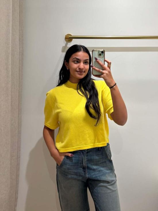  사 수 파이 반팔 티셔츠 사수피 크롭 캐시미어 티셔츠 - SA SU PHI