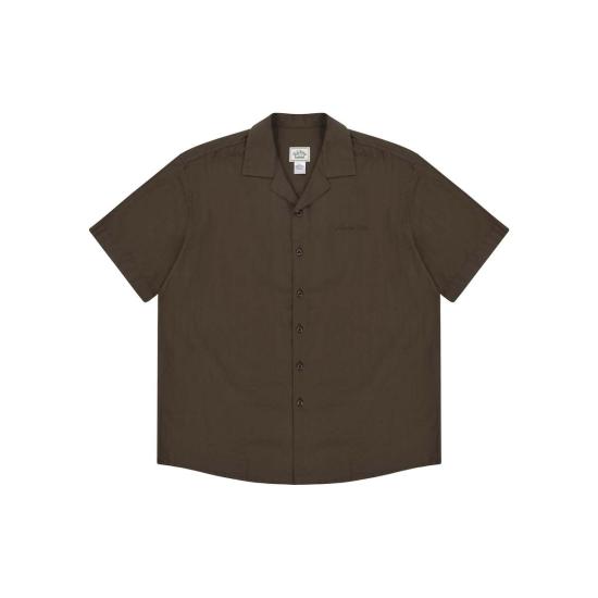  캐피 디자인 반팔 셔츠 카피 자카드 캠프 칼라  브라운