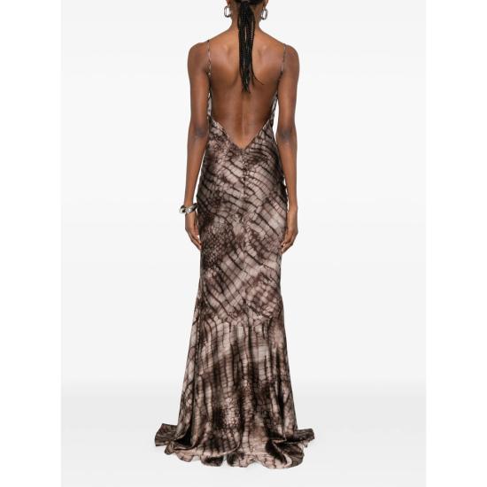 26SS 엘리자베타프랜치 롱 원피스 ABR3061E2 644 BROWN NEUTRALS - ELISABETTA FRANCHI