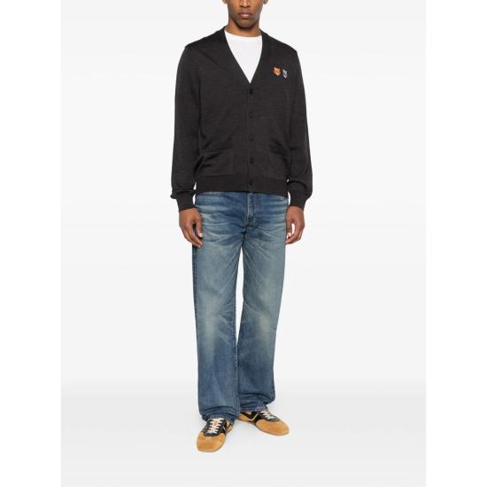 26SS 메종키츠네 더블 폭스 헤드 레귤러 가디건 OM051CFKT1181 ANTHR GREY - MAISON KITSUNE