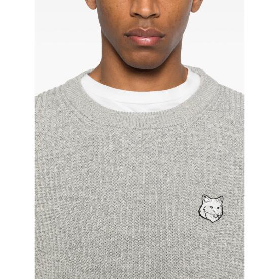 26SS 메종키츠네 폭스 헤드 코튼 립드 점퍼 QM00806KT1189 PATGR GREY - MAISON KITSUNE